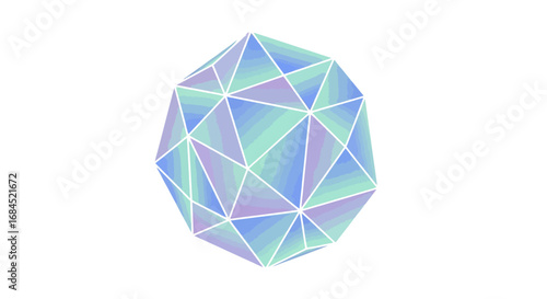 Geometric abstraction with multifaceted iridescent patterns, a modern polygonal design