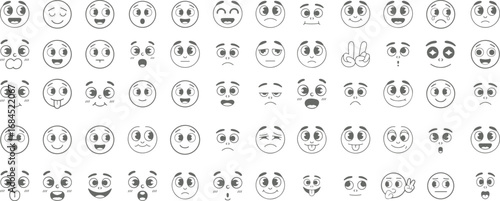 Cartoon Face Expressions Collection Vector Illustration Emoticons Pack Variety of Moods and Feelings Graphic Elements Funny Character Design