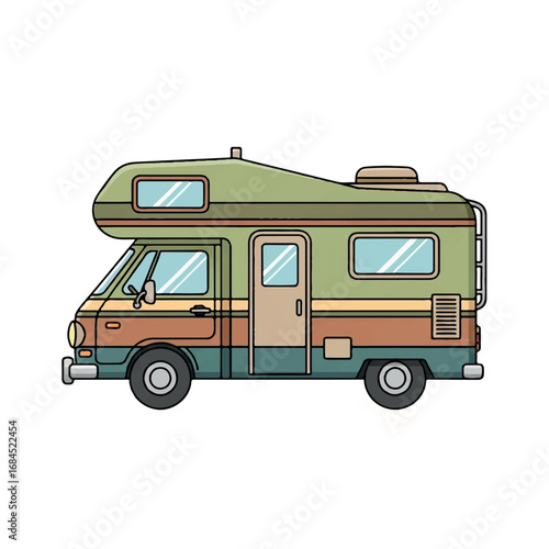 Retro Camper Van Illustration for Travel and Adventure.