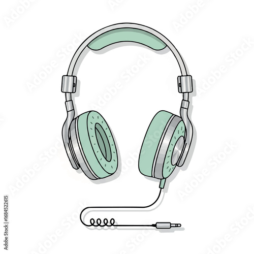 Retro Headphones with Mint Green Accents.