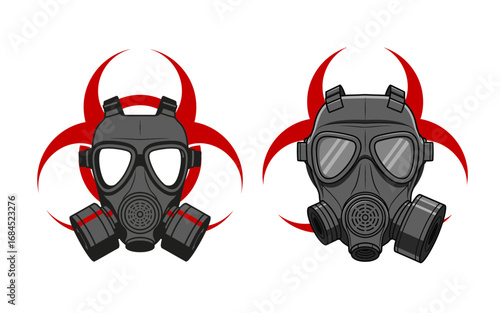 Two Protective Gas Masks Against Hazardous Substances