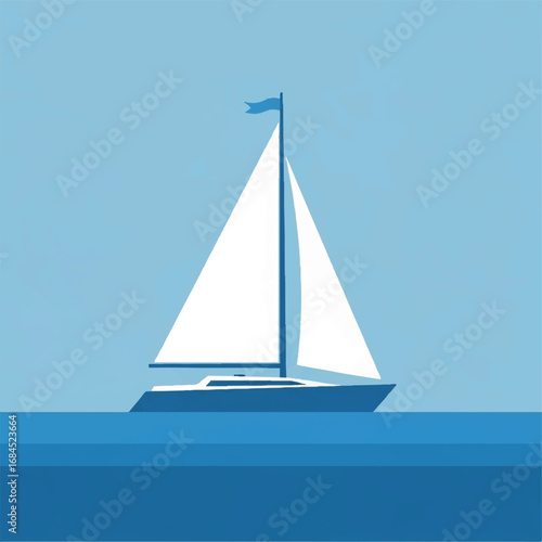 Sailboat on the open sea under a clear sky.
