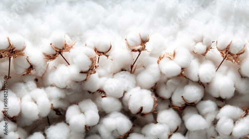 Fototapeta Naklejka Na Ścianę i Meble -  A pile of blooming cotton flowers on the white soft cotton background