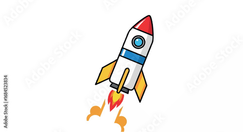 Rocket Launching into Space with Flames.