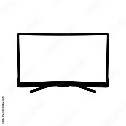 Stylized black and white television screen illustration with blank content area