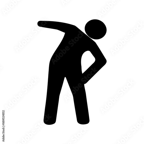Stylized black silhouette of a person bending over in an exercise stretch