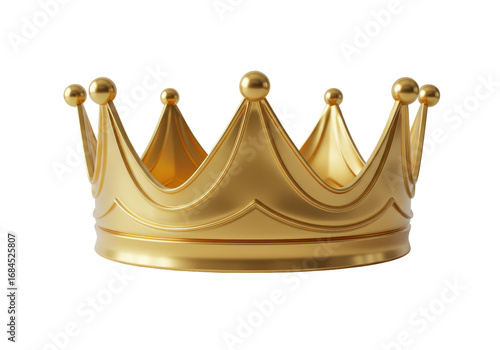 Isolated, luxurious gold crown for royalty, a symbol of power and success, royal leadership