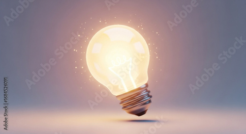 Illuminated light bulb idea concept energy saving incandescent lamp innovation creativity and inspiration