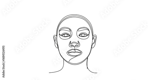 Elegant continuous line drawing of a portrait unveiling minimal artistic expression
