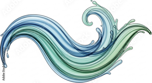Blue green water wave illustration vector art design element flowing liquid motion graphic ocean river concept