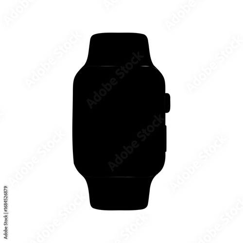 Silhouette of a smart watch with rectangular face and band connectors