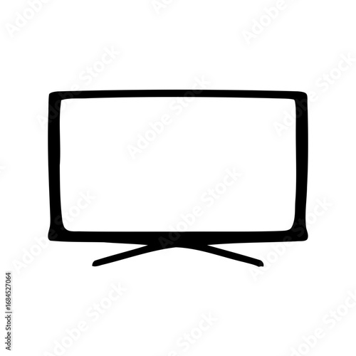 Simple black and white illustration of a flat screen television monitor
