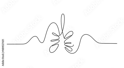 Continuous line drawing of human lungs, simple vector art illustration medical design, minimal