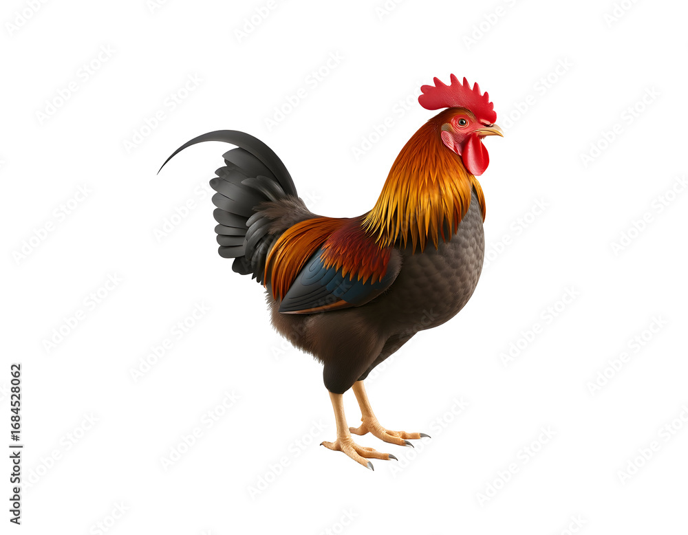 Fototapeta premium Vibrant Rooster Illustration with Detailed Feathers