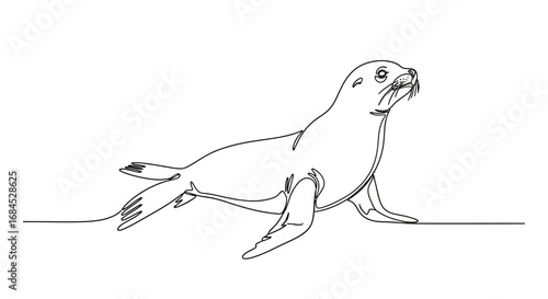 Elegant single line drawing of a sea lion showcasing minimalistic animal portraiture