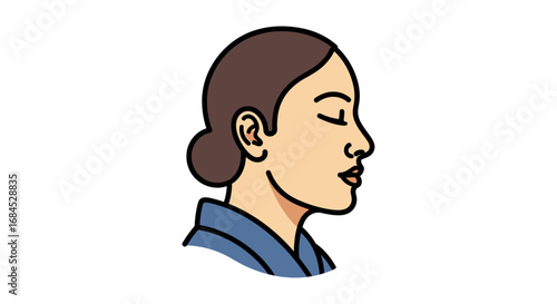 Stylized depiction of a woman in repose fostering calmness and introspection