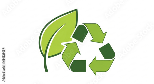Recycle symbol with leaf vector graphic for eco friendly environment and sustainable living design element