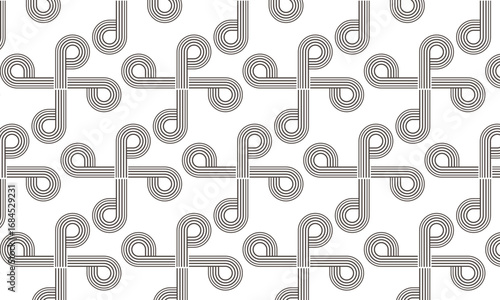 Curved Lines Pattern Background with Intertwined Shapes for Dynamic Design Projects and Creative Visuals, Seamless Vector Texture