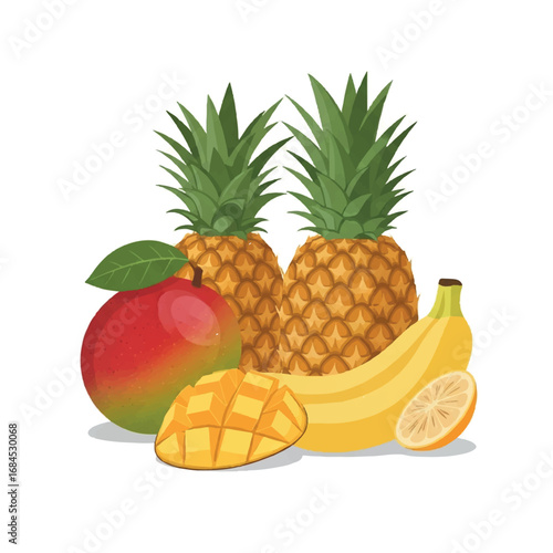 Tropical Fruit Medley Illustration.
