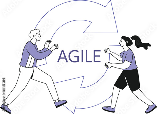 Agile project management teamwork cycle collaboration business process strategy planning