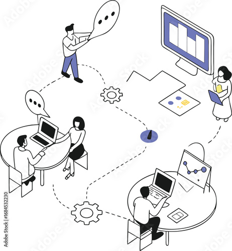 Agile project management teamwork collaboration and communication business process flowchart