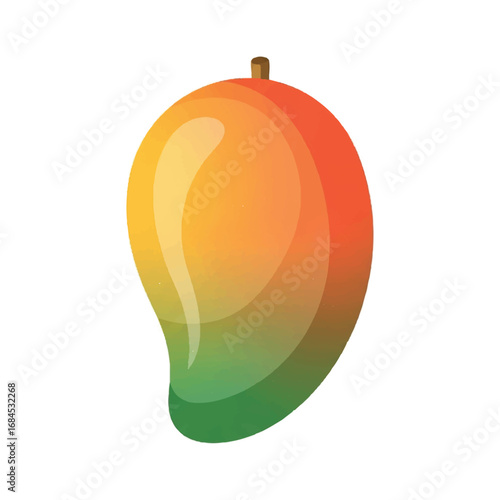 Vibrant Mango Fruit Illustration on White Background.