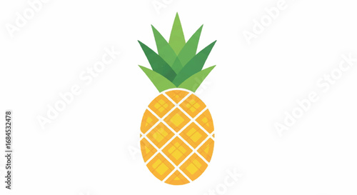 Vibrant Pineapple Fruit Illustration on White Background.