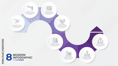 Process infographic with 8 steps process or options