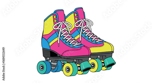 Vibrant Retro Roller Skates Illustration.