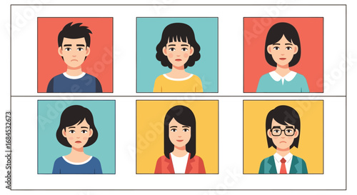 Diverse emotions showcased in portraits of individuals expressing complex feelings on display