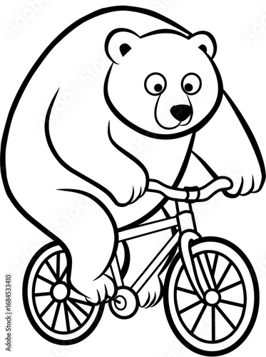 vector illustration of bear on a bicycle