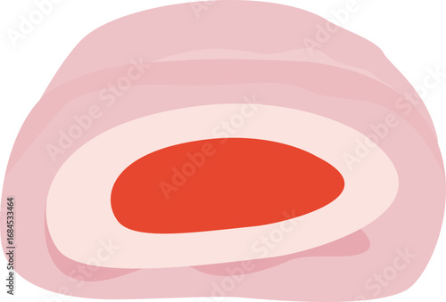 Illustration of Daifuku Mochi with Azuki Bean Paste
