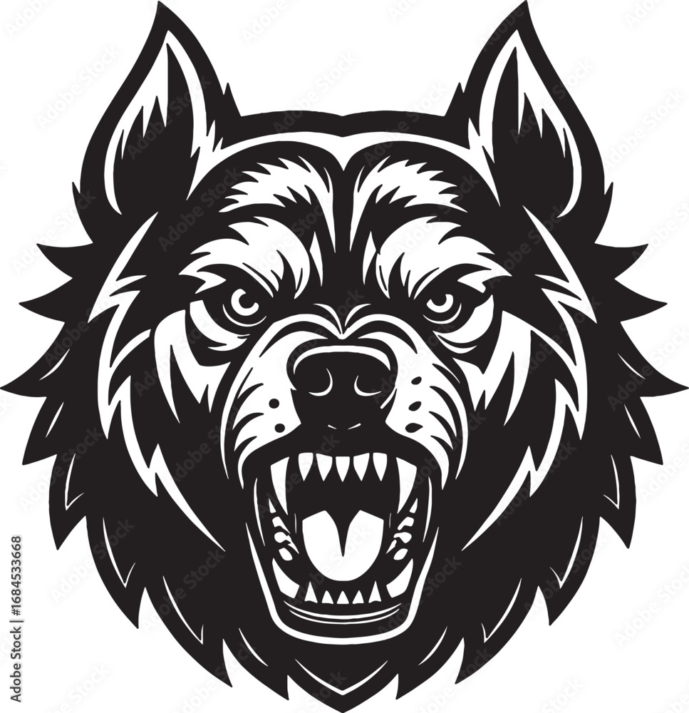 Obraz premium watch dog head looking gigantic silhouette vector with white background