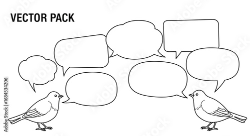 Birds exchanging ideas with diverse speech bubbles conveying different communication forms
