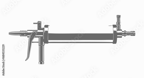 Technical illustration showcasing detailed manual grease gun apparatus