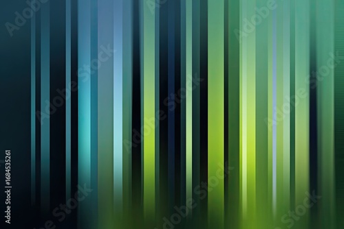 Vertical, blurred, vibrant stripes in teal, blue, green, and yellow hues on a dark background