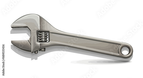 Adjustable wrench tool design illustration on white studio backdrop