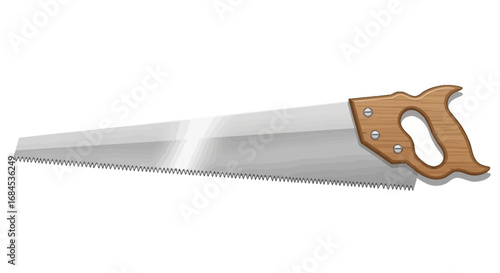 Classic handsaw instrument on white background for woodworking projects