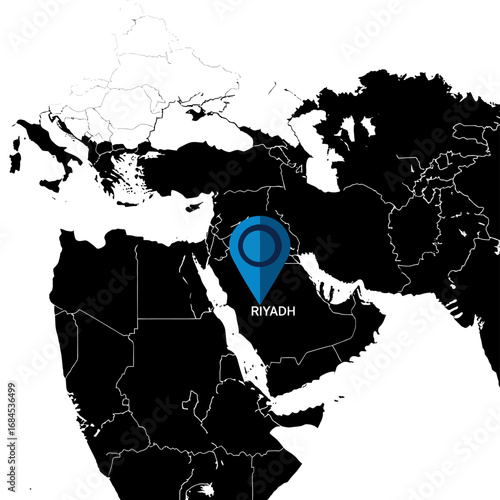 Geographic depiction of riyadh highlighting middle eastern location for global awareness