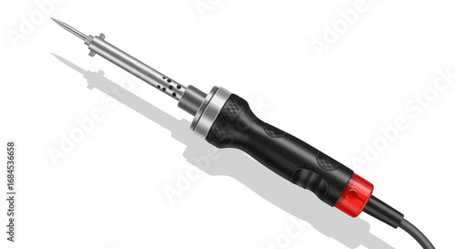 Detailed illustration of a soldering iron for electronics work, with shadow