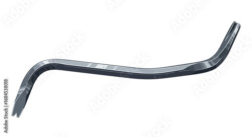 Isolated illustration of a metal crowbar tool on a pristine white background
