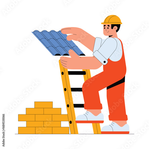 Bricklayer flat Vector Illustration 