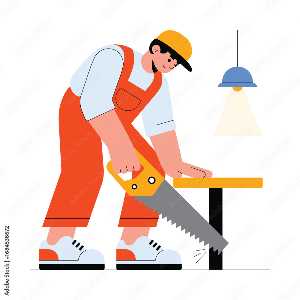 Obraz premium Carpenter cut flat Vector Illustration 