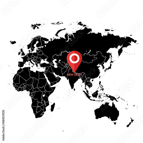 Graphical representation showcasing new delhi, india location on the world map view