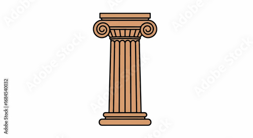 Ancient Greek Ionic Column Illustration.