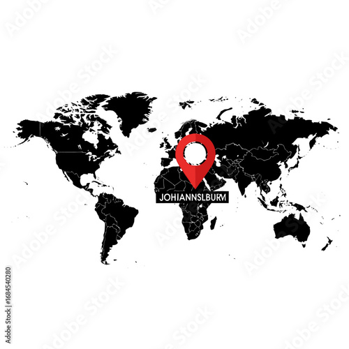 Global perspective with johannslburm location indicated, map highlights geographical awareness