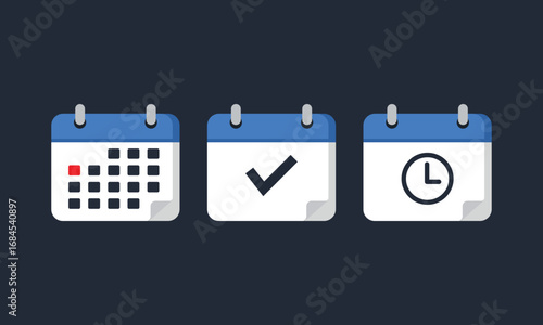 Set vector square icons page calendar. Schedule your meetings effectively with these calendar reminders now