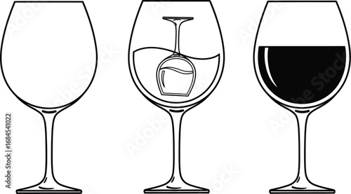 Red wine glasses illustration wine tasting vector art drawing