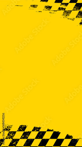 Formula One Flags Yellow Background with Checkered Borders.