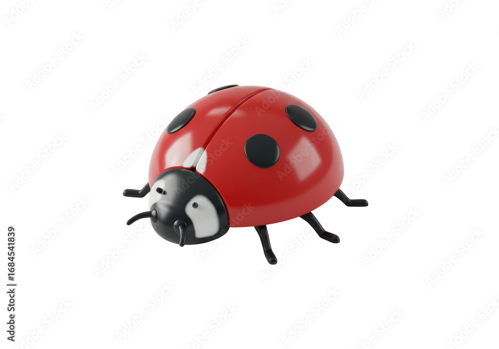 Fototapeta premium Isolated Ladybug Rendering Cute Insect Natural Wildlife Crawling Bug Pest Control Garden